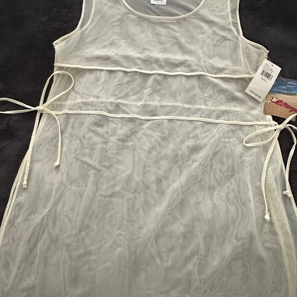 Jantzen Cream Sheer Coverup with Tie Accents